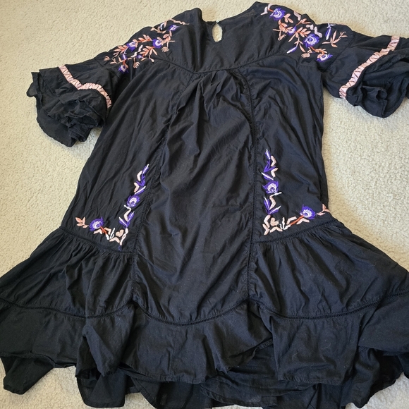 Free People Black Mini Dress with Purple Embroidery - Picture 16 of 16